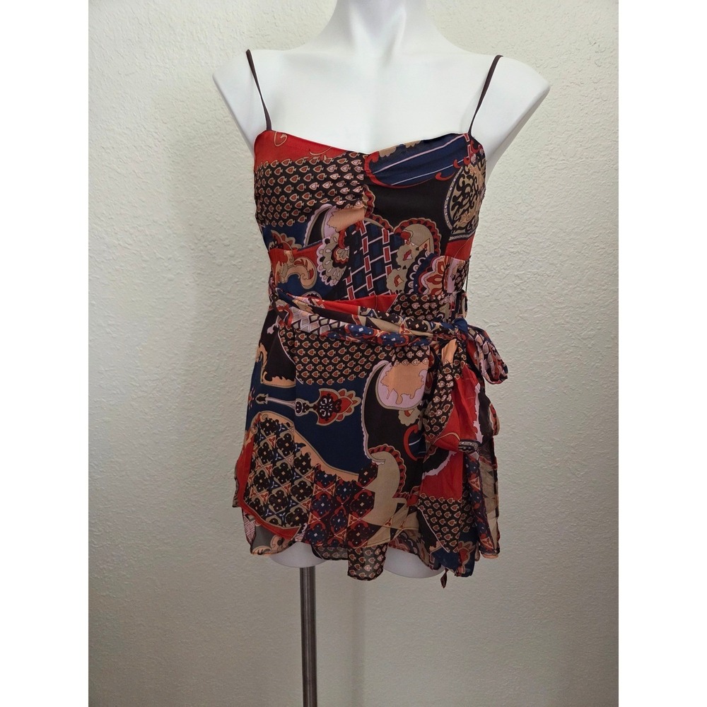 Flying Tomato Boho Paisley Print Spaghetti Strap Wrap‎ Top Women's Size M